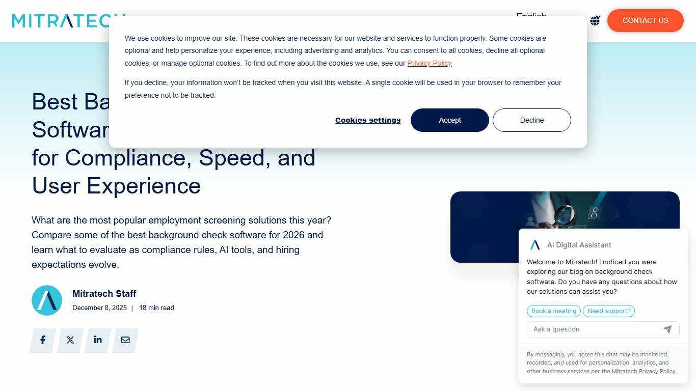 Best Background Check Software 2026: Top Vendors for Compliance, Speed, and User Experience | Mitratech